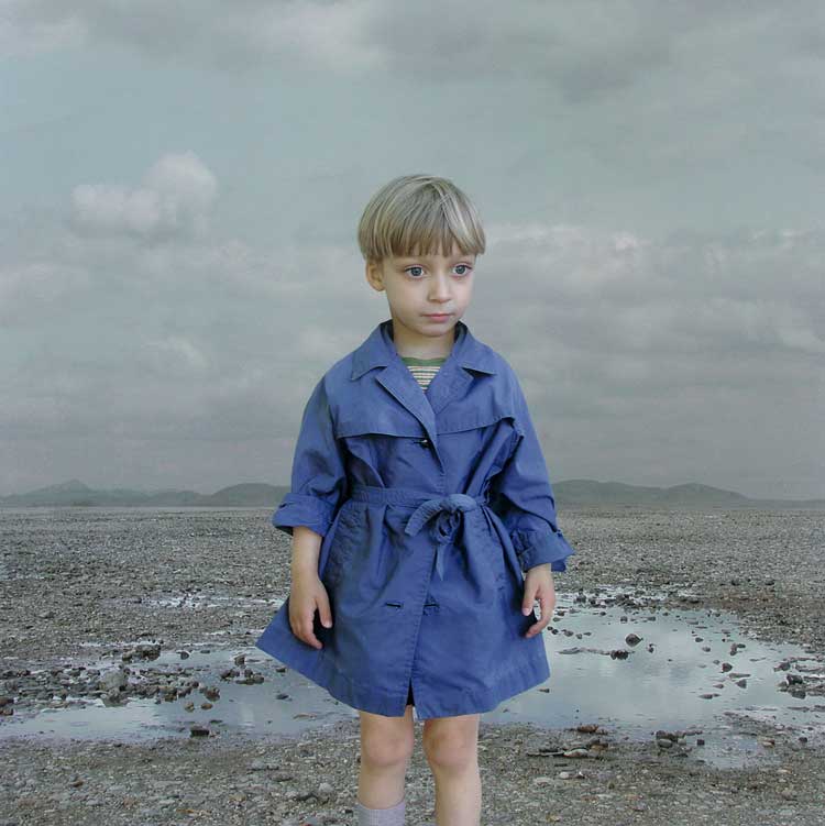 Loretta Lux. Boy in a Blue Raincoat 1, 2001. Los Angeles County Museum of Art, purchased with funds provided by the Ralph M. Parsons Fund, © Loretta Lux/Artists Rights Society (ARS), New York/VG Bild-Kunst, Bonn. Photo © Museum Associates/LACMA.