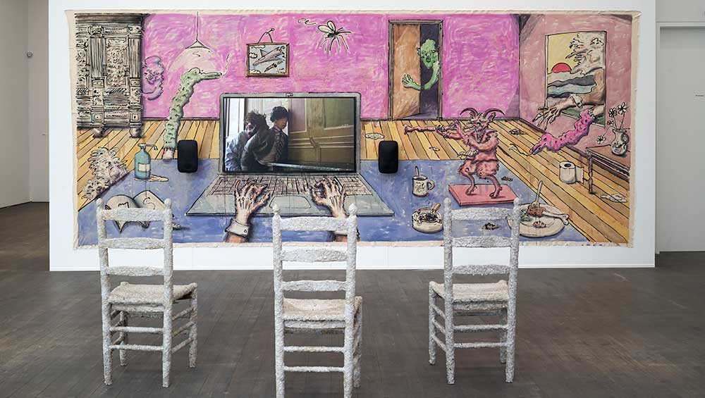 William Ludwig Lutgens. Joy Sauce in The Belly 3#, 2025. Installation view, Painting After Painting, SMAK, Ghent, 2025. Photo: Dirk Pauwels.