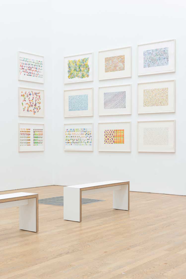 Watercolours, installation view, Jacqueline Poncelet: In the Making, Middlesbrough Institute of Modern Art (Mima), 2024. Photo: Jason Hynes.