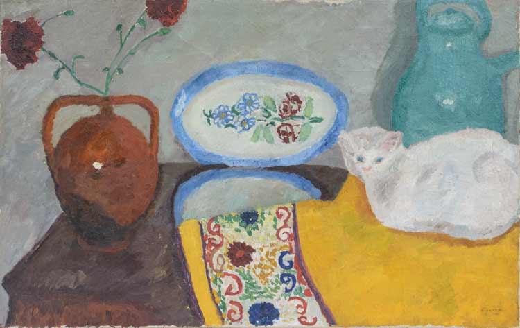 Pasquarosa. Still Life with Cat, 1918. Oil on canvas, 60 x 95 cm. Courtesy Archivio Nino e Pasquarosa Bertoletti, Rome.