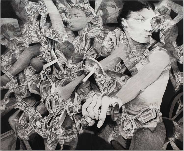 Anna Park. Eyes on the Road, 2021. Charcoal on paper on panel, 82 x 100 in. Ovitz Family Collection, Los Angeles.