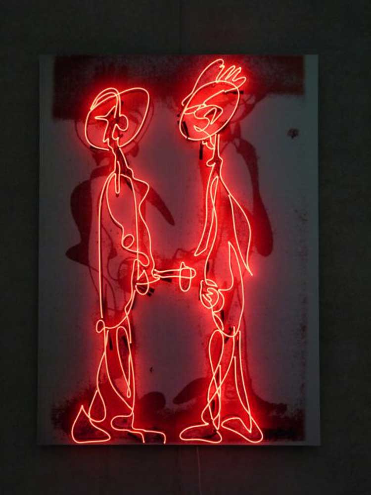 Pascale Marthine Tayou’s Graffiti, 2014, neon, shown at Serpentine North Gallery, London 2015, Photo: Aurélie Tiffreau, courtesy of Galleria Continua, San Gimignano / Beijing / Les Moulins.