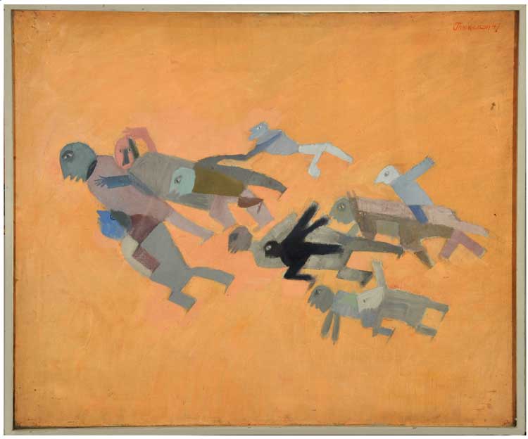 Franciszka Themerson. Eleven Persons and One Donkey Moving Forwards, 1947. Collection of the Themerson Estate © Themerson Estate 2021.