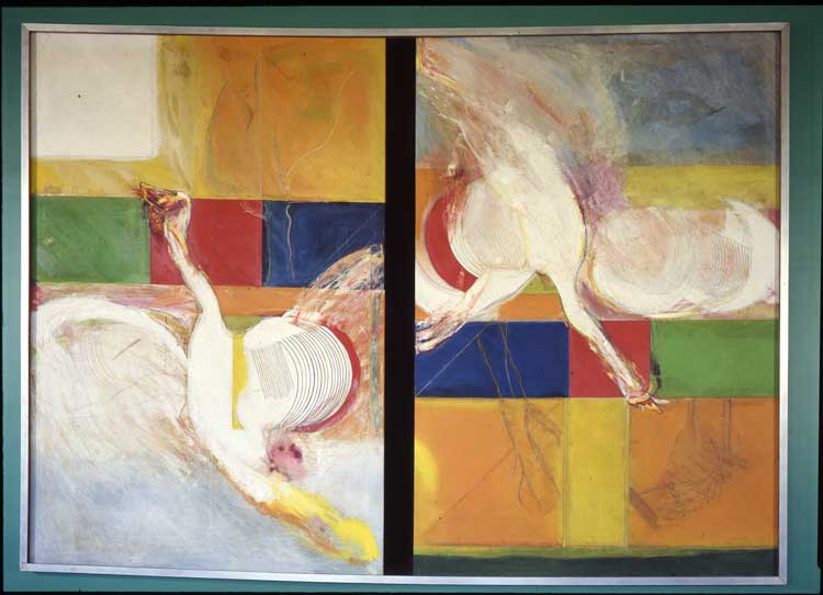 Frank Bowling, Big Bird, 1965. Victoria Gallery & Museum, University of Liverpool, © Frank Bowling. All Rights Reserved, DACS 2021, photograph courtesy of the Victoria Gallery & Museum, University of Liverpool.