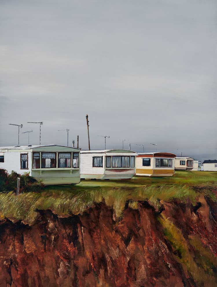 Julian Perry. Sea View Caravans, 2009. Oil on panel, 46 x 34 cm. Photo courtesy Colin Mills and Julian Perry.