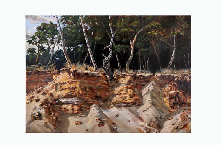 Julian Perry. Forest Edge, 2021. Oil on panel, 122 x 170 cm. Photo courtesy Colin Mills and Julian Perry.
