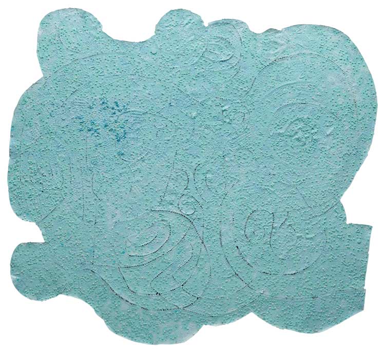 Howardena Pindell, Plankton Lace #1, 2020. Mixed media on canvas. Courtesy of the artist, Garth Greenan Gallery, New York and Victoria Miro.