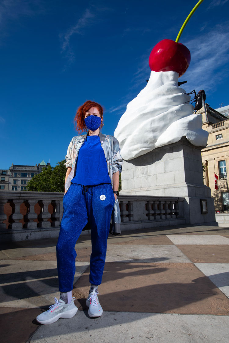Heather Phillipson with THE END, Fourth Plinth, Trafalgar Square, London, 2020. Photo: David Parry PA.