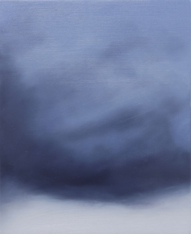 Rebecca Partridge. 30 Day Sky Studies (detail), 2017-18.
Oil on birch ply, 30 parts, overall dimensions variable. © Rebecca Partridge 2018. Courtesy Parafin, London.