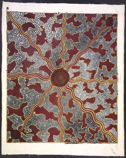 Tim Leura Tjapaltjarri. Honey Ant Hunt, 1975. Synthetic polymer paint on canvas, 1,995 x 1710 mm. All works © the artists or their estates and licensed by Aboriginal Artists Agency, 2007