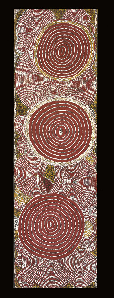 Shorty Lungkarta Tjungurrayi. The Two Women Dreaming, 1975. Synthetic polymer paint on canvas, 1,652 x 496 mm. All works © the artists or their estates and licensed by Aboriginal Artists Agency, 2007