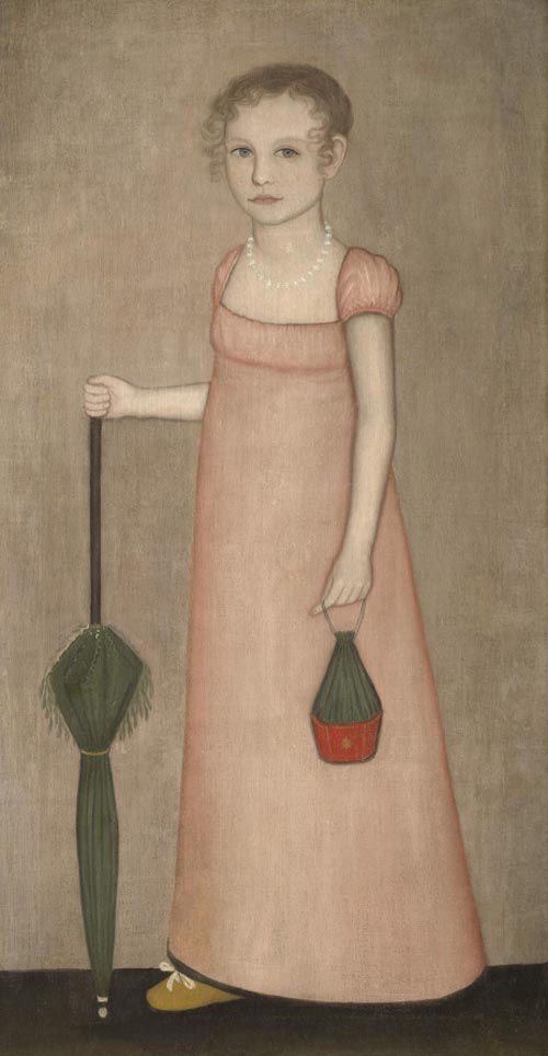 Ammi Phillips. Harriet Campbell,c. 1815. Oil on canvas, 48 1/2 x 25 inches (51 7/8 x 28 7/8 inches framed). Sterling and Francine Clark Art Institute, Williamstown. Massachusetts. Gift of Oliver Eldridge n memory of Sarah Fairchild Anderson, teacher of art, North Adams Public Schools, daughter of Harriet Campbell, 1991.8. Photograph by Michael Agee, courtesy of Imaging Department ã President and Fellows of Harvard College
