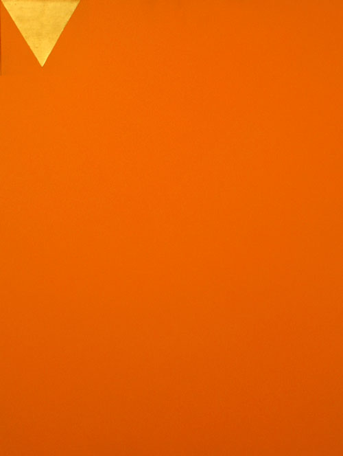 Mira Schendel. Untitled, 1984. Acrylic and gold leaf on weed, 35.5 x 27.5 cm. Frederico Seve Gallery.