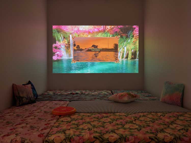 Farah Al Qasimi, Abort, Retry, Fail, 2023, installation view, Delfina Foundation, 4 October - 20 November 2023. Supported by Abu Dhabi Festival. Photo: Tim Bowditch.