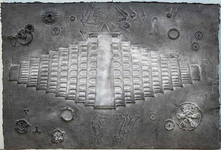 Qiu Zhijie. Empire Series: Babylon
Tower, 2016. Paper relief, 118 x 80 cm. Courtesy of the artist.