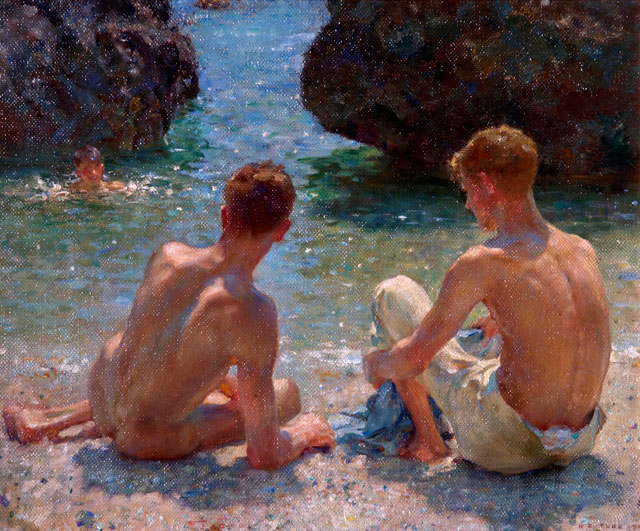 Henry Scott Tuke. The Critics, 1927. Oil on board, 41.2 x 51.4 cm. Warwick District Council (Leamington Spa, UK).