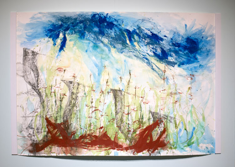 Ro Robertson, Red Lead, installation view, The Ribs Begin to Rise, Northern Gallery for Contemporary Art, Sunderland, July 2025. Photo: Chris Davison.