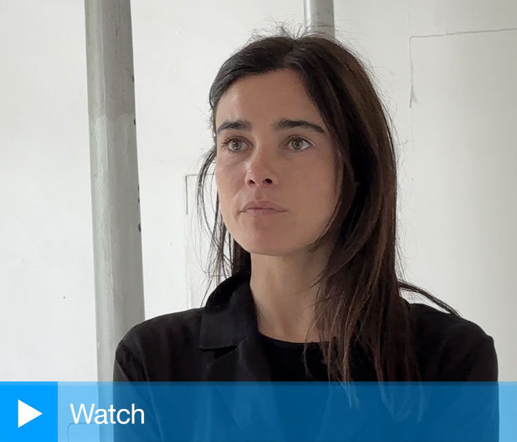 Nora Aurrekoetxea speaking to Studio International at Rijksakademie Open Studios, Amsterdam. Photo: Martin Kennedy.