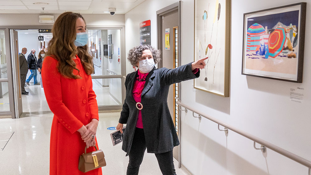 The Duchess of Cambridge meeting with Catsou Roberts, director of Vital Arts, at the Royal London Hospital. Photo: Arthur Edwards.