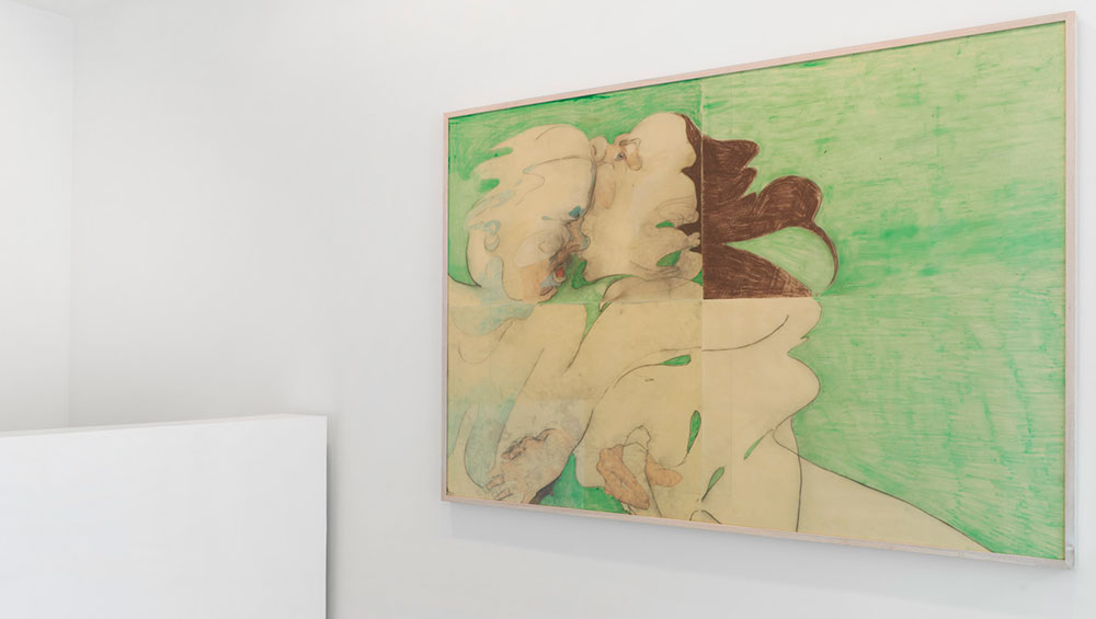 Cat Roissetter, One Lover Softly, 2020. Colour pencil, graphite, crayon, on olive oil primed paper, 29.7 X 42 cm. © the artist.