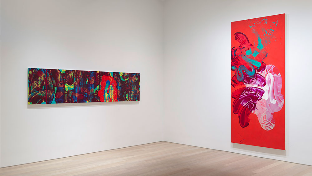 David Reed: New Paintings, 2019, installation view. Artwork © 2020 David Reed/Artists Rights Society (ARS), New York. Photo: Rob McKeever. Courtesy Gagosian.