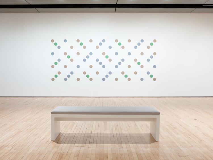 Bridget Riley, Untitled (Measure for Measure Wall Painting), 2017. Installation view, Hayward Gallery 2019. © Bridget Riley 2019. Photo: Stephen White & Co.