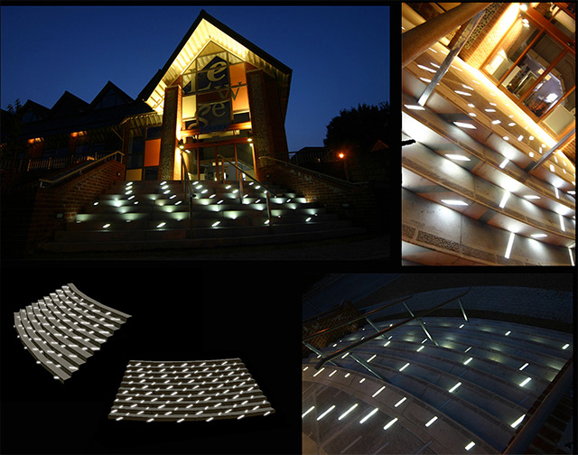 Esther Rolinson. Align, 2006. Public artwork. Animated LED channels, approximate space 4 x 6 m. Lewes Library.