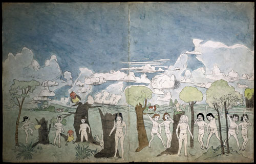 Henry Darger. At Calmanrina, c1930-1972. Collection de l'Art Brut, Lausanne. © Halle Saint Pierre.