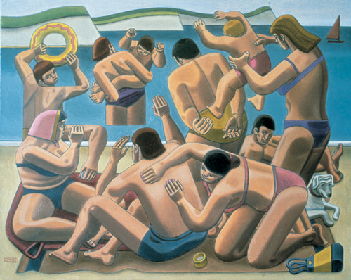 William Roberts. The Seaside, 1966, oil on canvas, 61 x 76 cm, Arts Council Collection, Hayward Gallery, London © Estate of John David Roberts. Reproduced by permission of the William Roberts Society