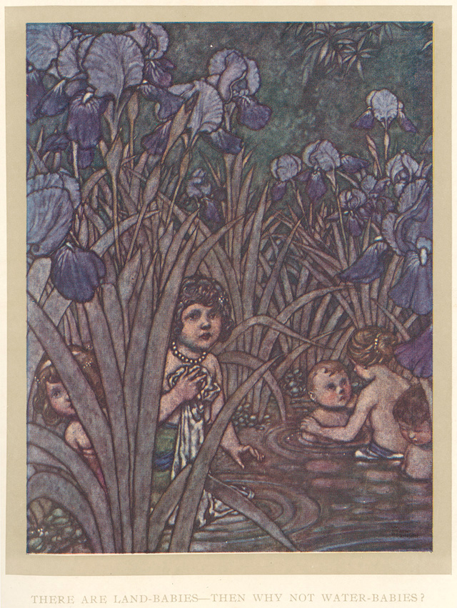 William Heath Robinson. There are Land-Babies – then why not Water-Babies? Offset lithograph after a design by William Heath Robinson for The Water-Babies: a Fairy Tale for a Land-Baby by Charles Kingsley; with illustrations by William Heath Robinson, published in London by Constable & Co., 1915 (4°). Facing p.66, 14.40 x 11.10 cm. Photograph: © Royal Academy of Arts, London.