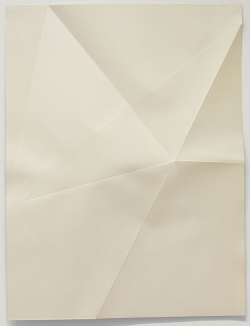 Dorothea Rockburne. Untitled from Locus, 1972. One from a series of six relief etching and aquatints on folded paper, (approx., unfolded): 39 3/4 x 30 1/16 in (101 x 76.4 cm). Publisher: Parasol Press, New York. Printer: Crown Point Press, San Francisco. Edition: 42. The Museum of Modern Art, New York. Given in memory of Beth Lisa Feldman. © 2013 Dorothea Rockburne / Artists Rights Society (ARS), New York.