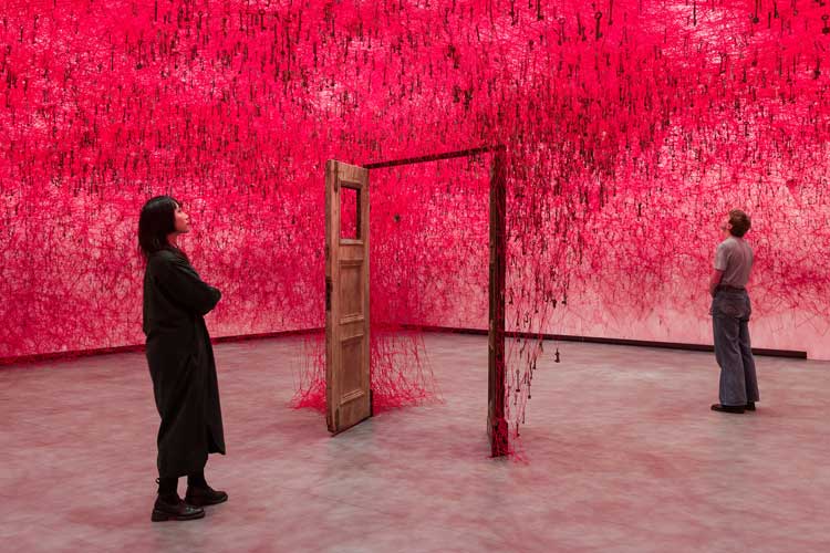 Threads of Life, 2026, installation view, Chiharu Shiota: Threads of Life. Photo: Mark Blower. Courtesy of the Hayward Gallery. © DACS, London, 2026 and Chiharu Shiota.