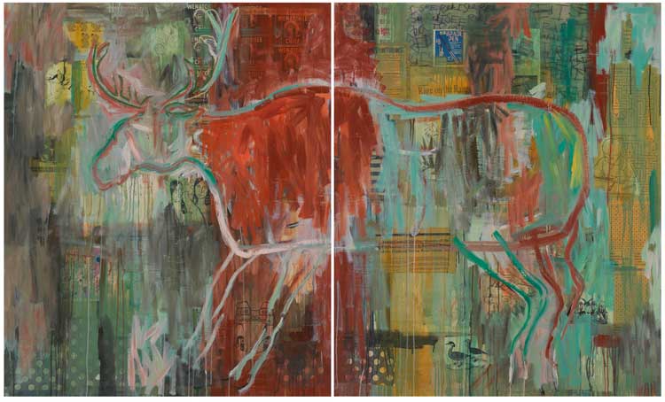 Jaune Quick-to-See Smith, I See Red: 10,000 Years, 1992. Courtesy the Tia Collection. Image courtesy of The Estate of Jaune Quick-to-See Smith, Garth Greenan Gallery, New York and Stephen Friedman Gallery.