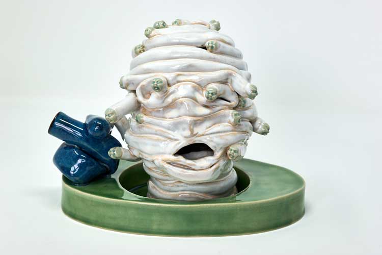 Holly Stevenson, Sticky Libido, 2025. Ceramic: glazed stoneware: Unique work from the series Sigmund Freud’s Ashtray.