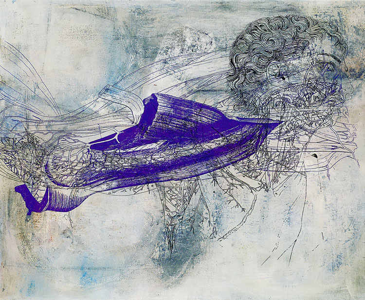 Elaine Shemilt, Icarus Lately, 1996. Oil on canvas, 154 x 127 cm. Image courtesy and copyright the artist.