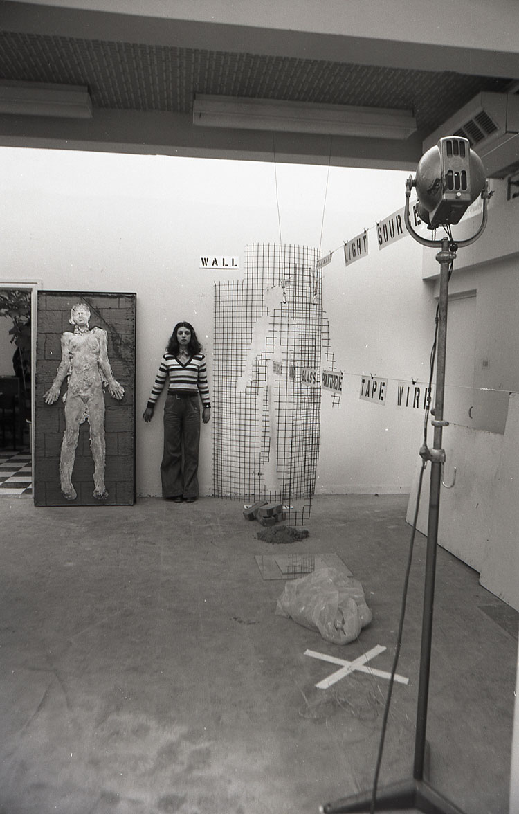 Elaine Shemilt, Conflict, 1974. Installation with performance and video produced in 1974, exhibited at The Video Show, Serpentine Gallery, London, 1975. Image courtesy and copyright the artist.