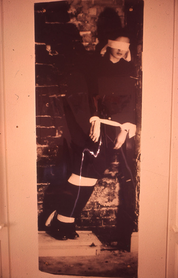 Elaine Shemilt, Women Soldiers, 1982. Screen print, 190 x 50 cm. Image courtesy and copyright the artist.