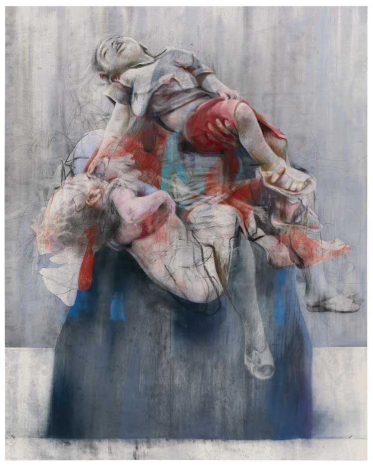 Jenny Saville, Aleppo, 2017-18. Pastel and charcoal on canvas, 200 x 160 cm. Collection of the artist. © Jenny Saville, courtesy NGS.