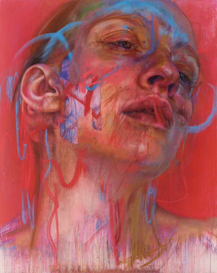 Jenny Saville, Latent, 2020-22. Acrylic and pastel on canvas, 150 x 120 cm. © Jenny Saville, courtesy The George Economou Collection