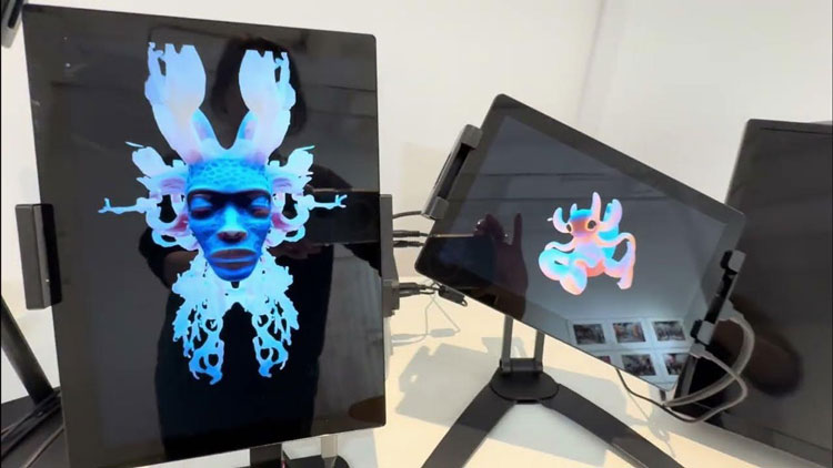 Eunsu Kang in collaboration with Donald D. Craig. Hexad for a Guitarist and Artificial Organisms, 2025. Interactive installation made with Generative AI. © the artists.