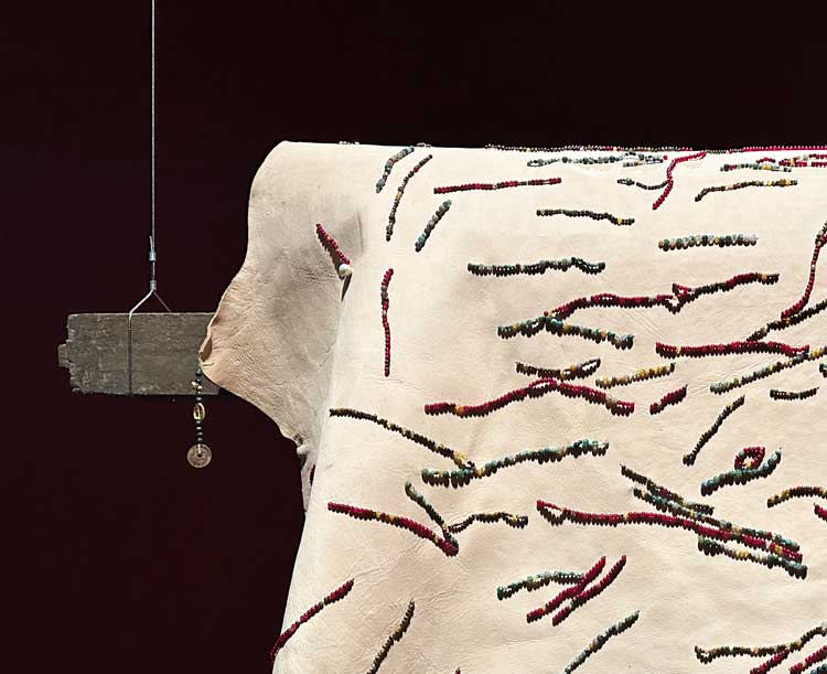 Citra Sasmita: Into Eternal Land (detail), installation view, Barbican Curve, London 2025. Photo: Martin Kennedy.