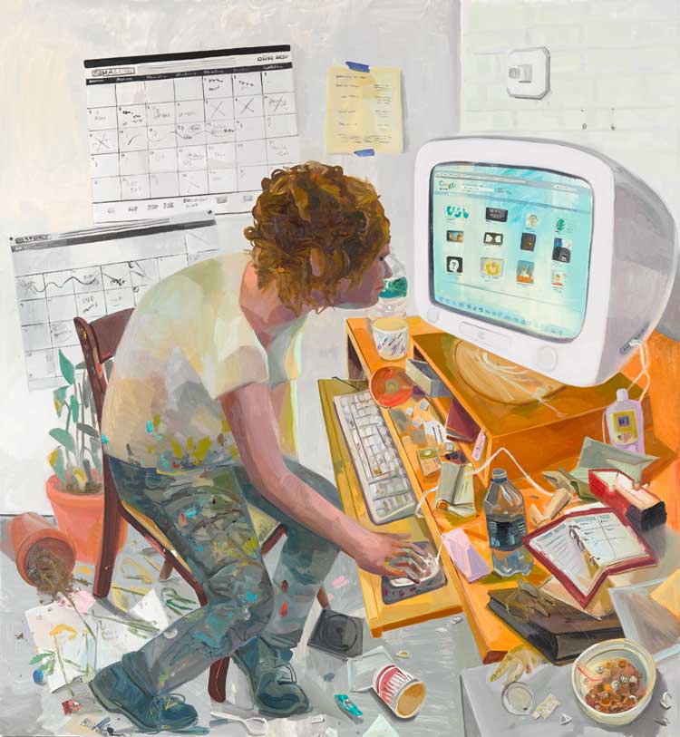 Dana Schutz. Google, 2006. Oil on canvas, 182.9 x 182.9 cm (72 x 72 in). Collection of Suzi and Andrew B. Cohen. © Dana Schutz / Courtesy of the artist, David Zwirner, Thomas Dane Gallery and CFA Berlin. Photo: Jason Mandella.