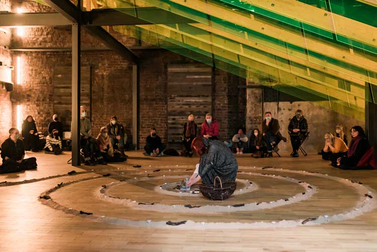 Jill Smith, Re-emergence – a performance in February 2022, Fruitmarket, Warehouse. Photo: Tiu Makkonen.