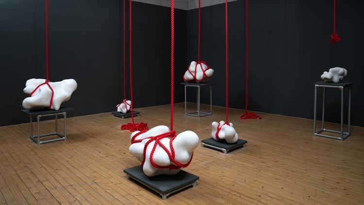 Mella Shaw. Sounding Line, installation view, Summerhall, Edinburgh,2024. Photo © Olive and Maeve.