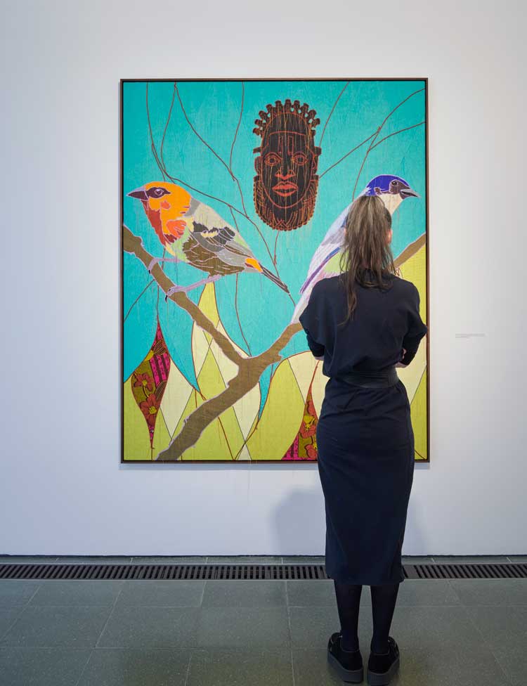 Installation view, Yinka Shonibare CBE: Suspended States, Serpentine South, 2024. © Yinka Shonibare CBE 2024. Photo: © Jo Underhill. Courtesy Yinka Shonibare CBE and Serpentine.