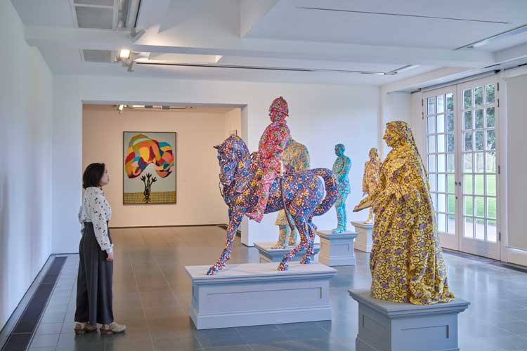 Installation view, Yinka Shonibare CBE: Suspended States, Serpentine South, 2024. © Yinka Shonibare CBE 2024. Photo: © Jo Underhill. Courtesy Yinka Shonibare CBE and Serpentine.