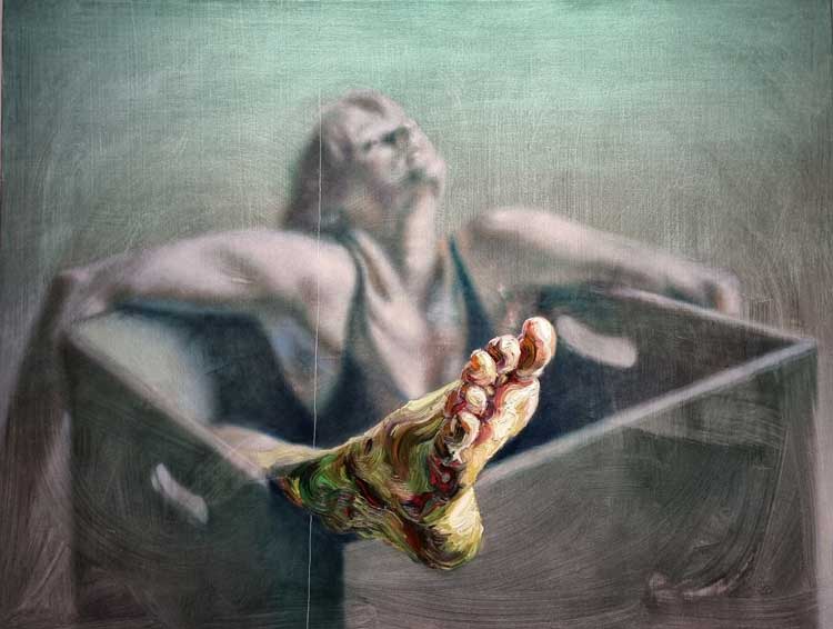 Sara Shamma. Untitled, 2023. Inspired by Anthony van Dyck's Venetia, Lady Digby, on her Deathbed. Photo: Juliet Rix.