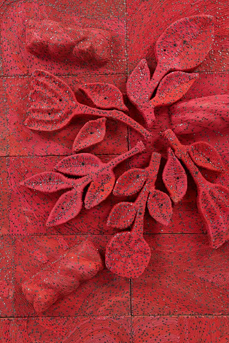 Elias Sime. Tightrope It is Green 8, 2023 (detail). Courtesy the artist. Photo: Phoebe d'Heurle.