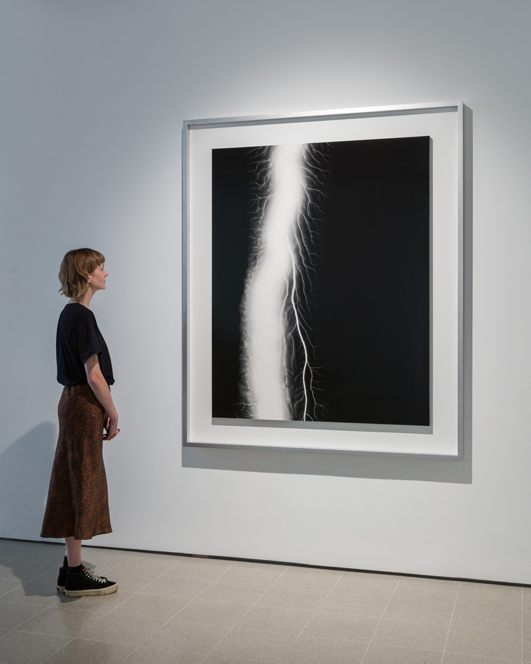 Hiroshi Sugimoto, Lightning Fields 163, 2009. Gelatin silver print. Installation view. Photo: Mark Blower. Courtesy the artist and the Hayward Gallery.