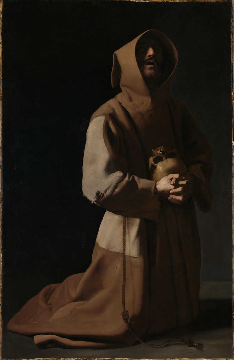 Francisco de Zurbarán. Saint Francis in Meditation, 1635-9. Oil on canvas, 152 x 99 cm. © The National Gallery, London.